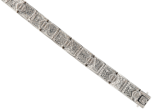14K White Gold Diamond Bracelet 