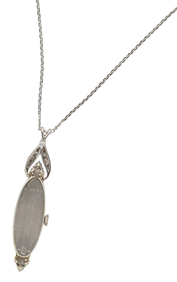 14K White Gold Vintage Watch Pendant