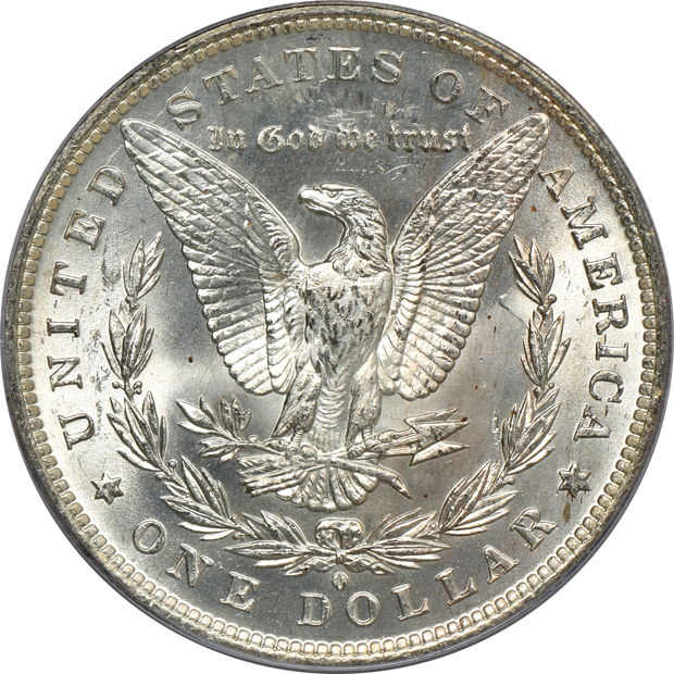 1881-O MS-64, 1884-O MS-63, and 1889-S MS-63, all PCGS CAC