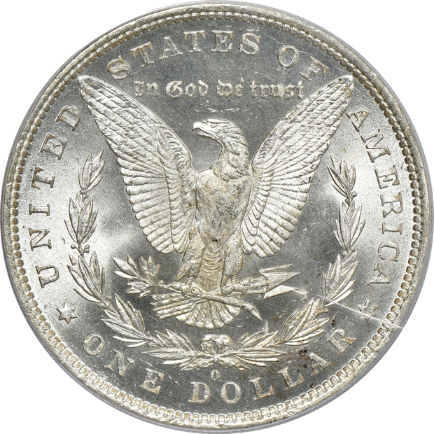 1881-O MS-64, 1884-O MS-63, and 1889-S MS-63, all PCGS CAC