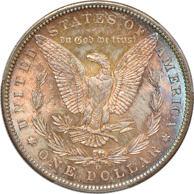 1888-O MS-65, and an 1888-O MS-65 CAC, both PCGS