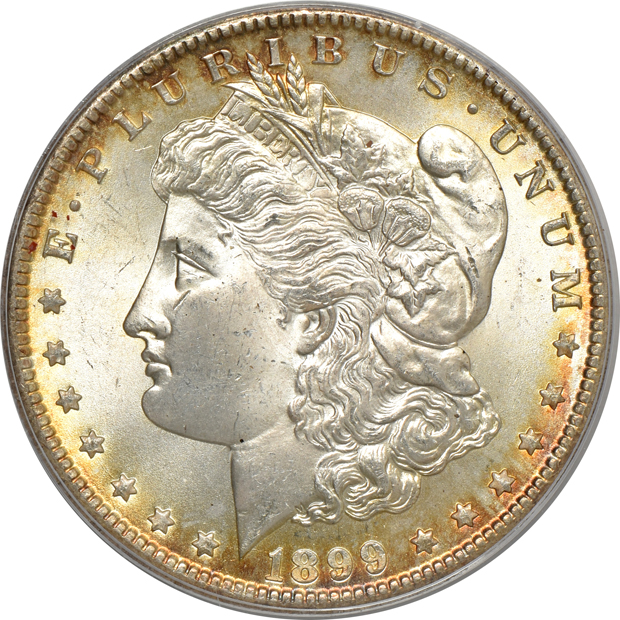 1899-O MS-65, 1901-O MS-64, and a 1902-O MS-64, all PCGS (doily) CAC