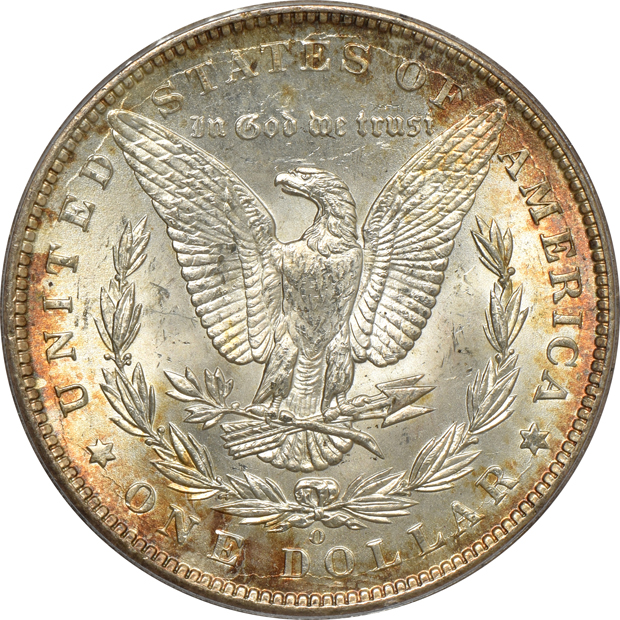 1899-O MS-65, 1901-O MS-64, and a 1902-O MS-64, all PCGS (doily) CAC