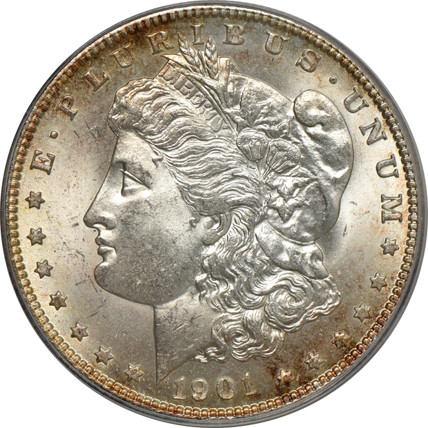 1899-O MS-65, 1901-O MS-64, and a 1902-O MS-64, all PCGS (doily) CAC