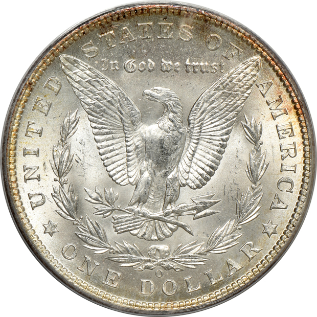 1899-O MS-65, 1901-O MS-64, and a 1902-O MS-64, all PCGS (doily) CAC