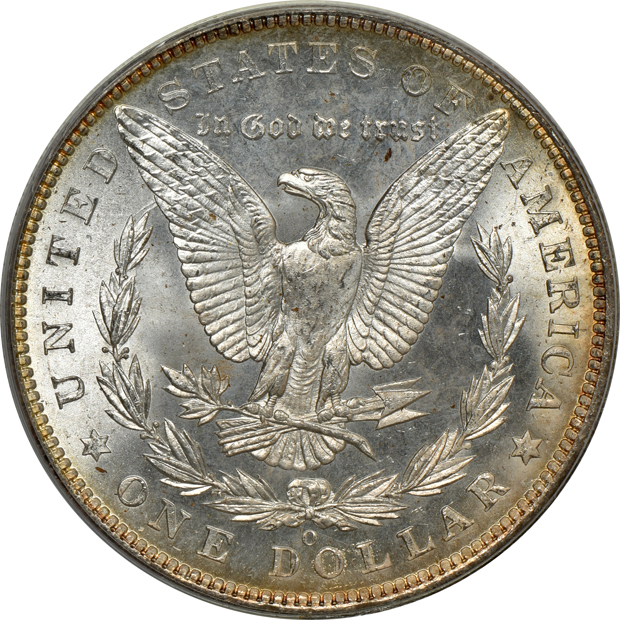 1885-O, 1898-O, and 1904-O, all PCGS MS-65 (green label)