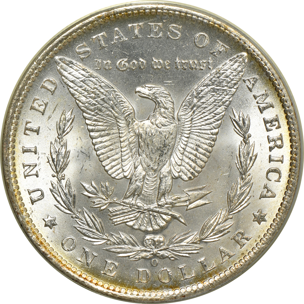 1885-O, 1898-O, and 1904-O, all PCGS MS-65 (green label)