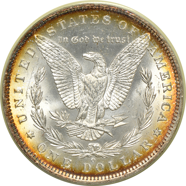 1885-O, 1898-O, and 1904-O, all PCGS MS-65 (green label)