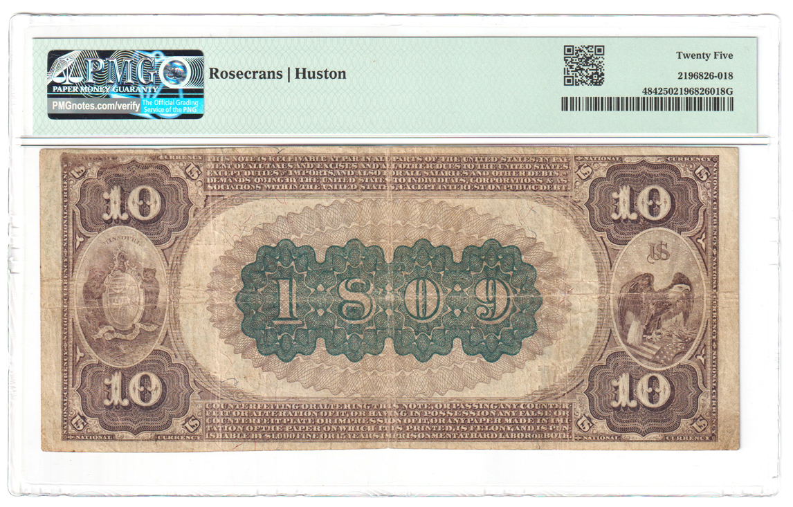 1882 $10 Brown Back - Jefferson City, MO Charter #1809 - PMG VF-25
