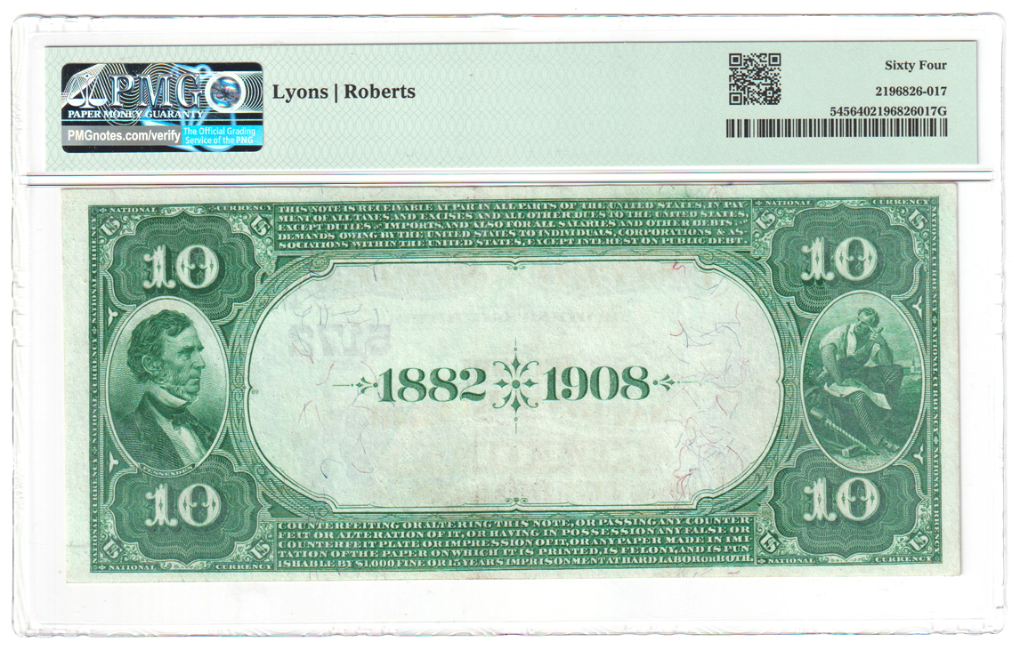 1882 $10 Date Back - St. Louis, MO Charter #5172 - PMG ChCU-64