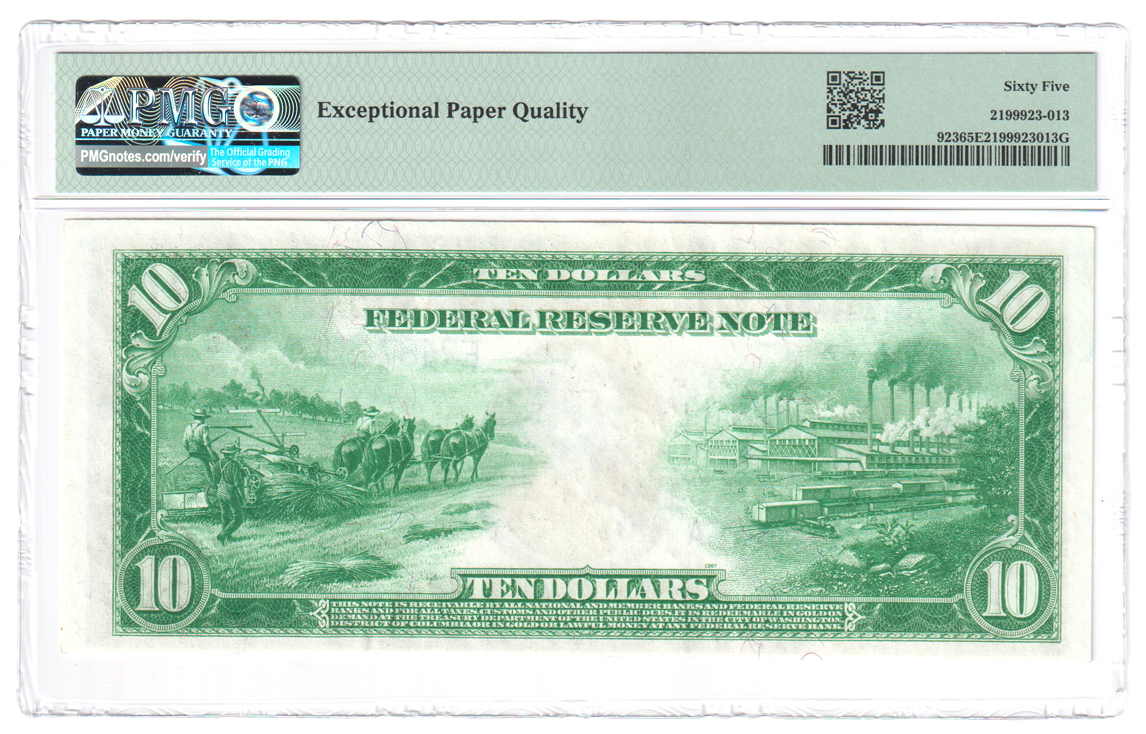 1914 $10 Richmond Blue Seal Fr# 923 - PMG GemCU-65 EPQ