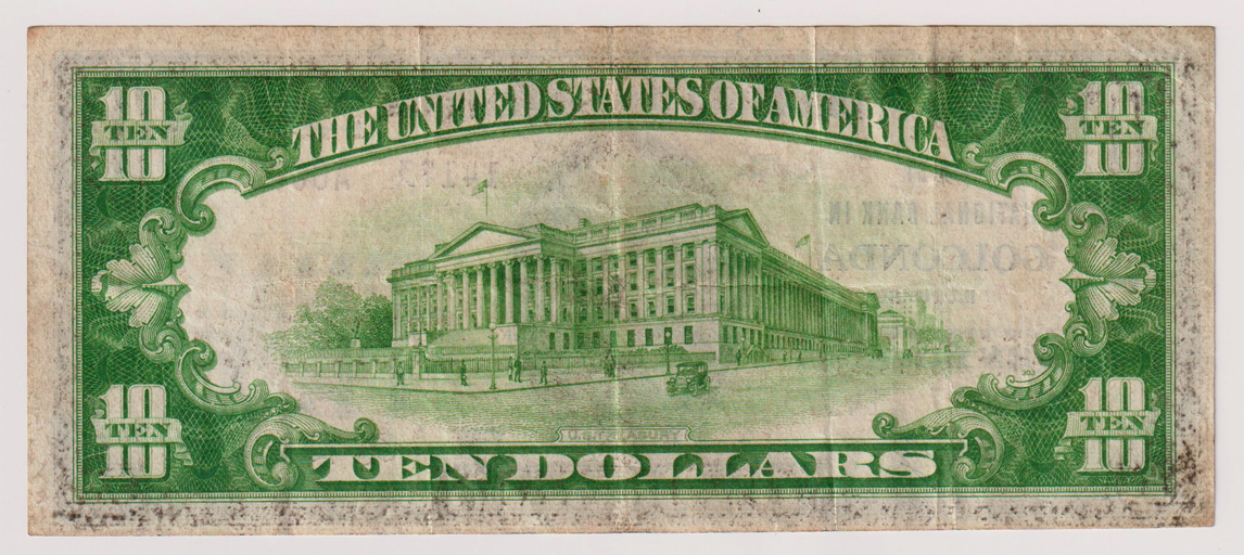 1929 $10 Type 2 - Golconda, IL Charter #14173 - VF