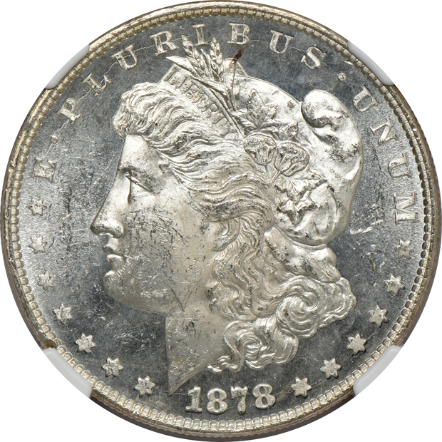 1878 8TF MS-62 Star CAC, and an 1879-S MS-65 PL, both NGC