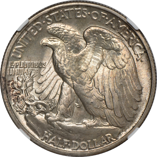 Five Uncirculated Walking Liberty half-dollars certified by NGC