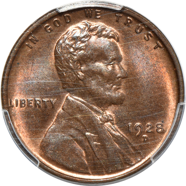 Four certified Uncirculated Lincoln cents