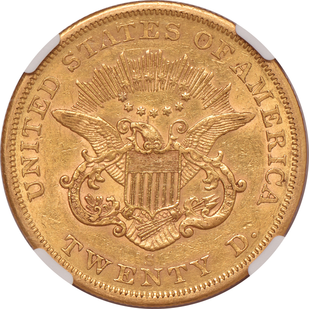 1855-S SS Central America NGC AU details/cleaned