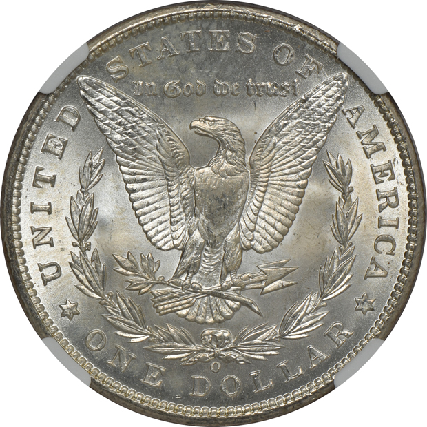 1898-O MS-65+, and two 1898-O MS-66, all NGC CAC