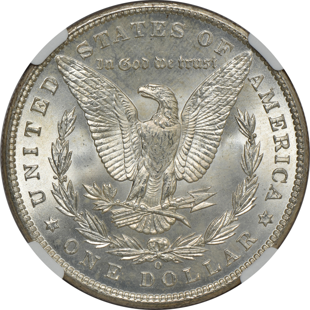 1898-O MS-65+, and two 1898-O MS-66, all NGC CAC