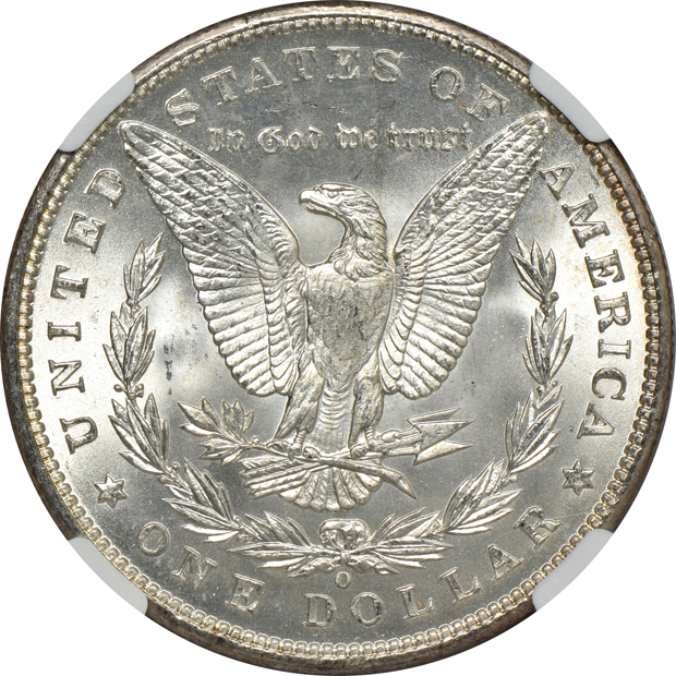 1898-O MS-65+, and two 1898-O MS-66, all NGC CAC
