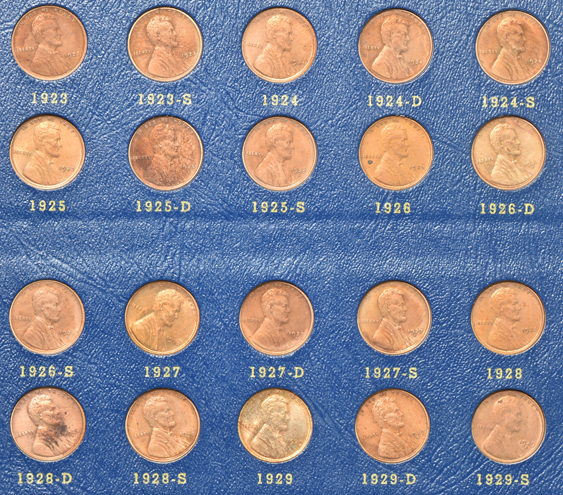 Collection of 89 different Lincoln Wheat cents, 1909 through 1940-S (no 1922 plain), in a Whitman 9405 album