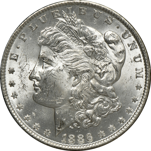 1885 MS-63, 1886 MS-63, and 1887 MS-64, all GSA NGC