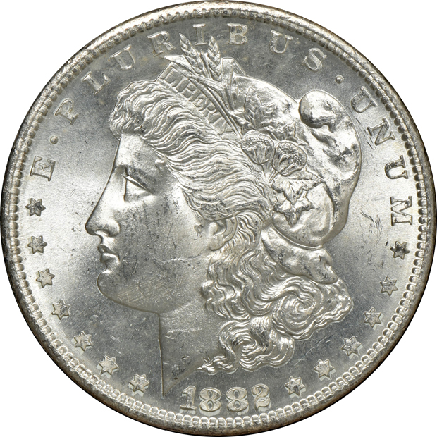 1881-S MS-63, 1882-S MS-64, and an 1883-O MS-61, all GSA NGC