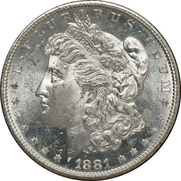 1881-S MS-63, 1882-S MS-64, and an 1883-O MS-61, all GSA NGC