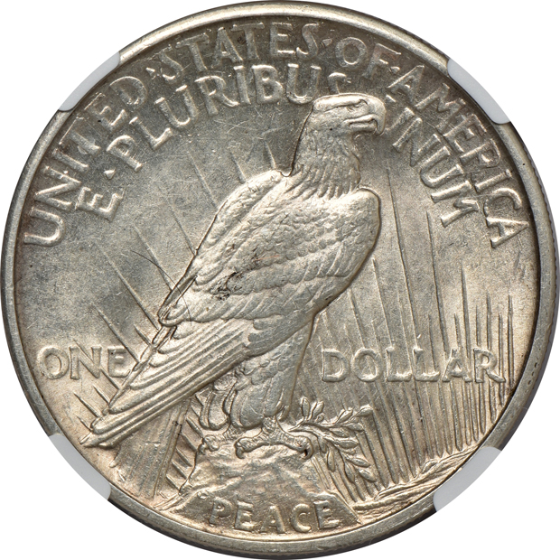 1921 Peace, High Relief NGC MS-62