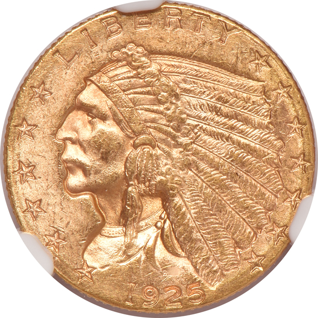 1912 AU-58, 1925-D MS-63, and a 1927 MS-62, all NGC