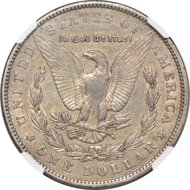 Five Morgan silver dollars certified by NGC