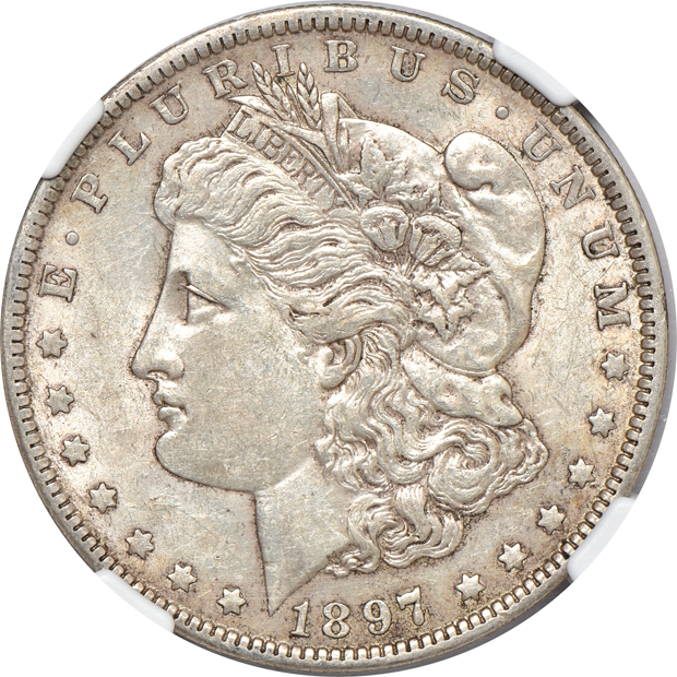 Five Morgan silver dollars certified by NGC
