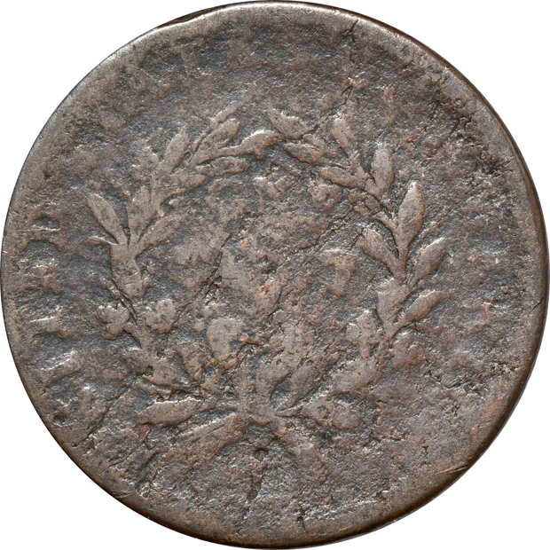 1793 Wreath, Vine, and Bars, as described