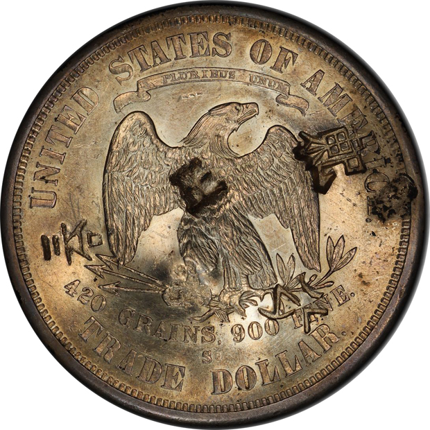 1875-S/CC Chop Mark PCGS AU-58