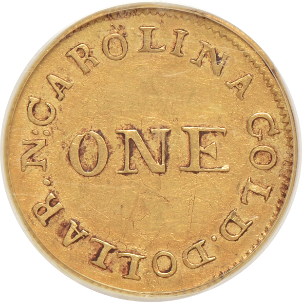 Undated C. Bechtler $1 gold North Carolina 30 grains reeded edge  K-1 PCGS XF-45