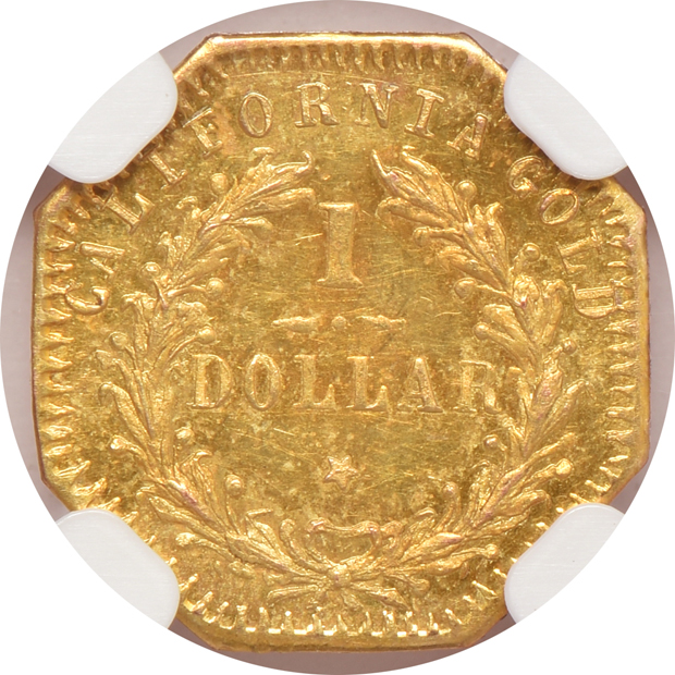 1876/5 octagonal $1 BG-1129 (misaligned dies) NGC MS-65