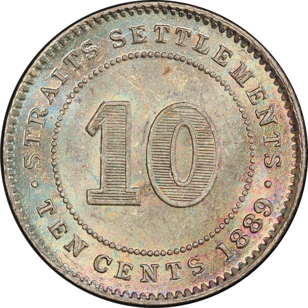 Straits Settlements - 1889 10c - PCGS MS-64