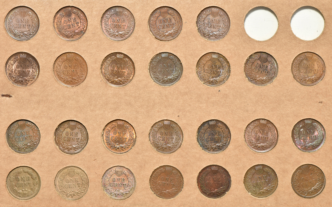 Collection of 26 different Indian cents in a Wayte Raymond page