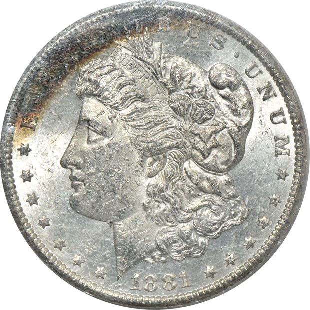 Two 1881-CC MS-62, and an 1881-S MS-62+, all GSA softpack NGC