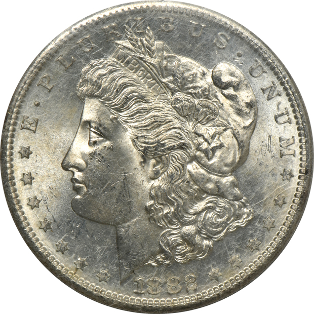 Four NGC certified Morgan silver dollars, all GSA softpack