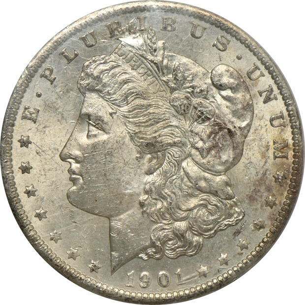 Five NGC certified Morgan silver dollars, all GSA softpack