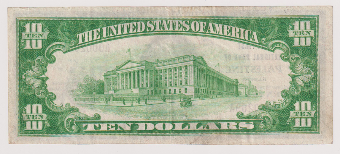 1929 $10 Type 1 - Palestine, IL Charter #8892 - VF