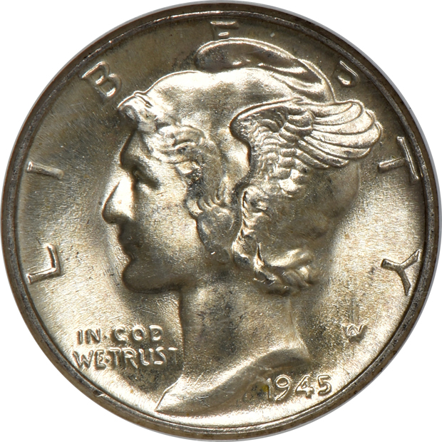 Ten MS-66 or higher grade Mercury dimes certified by NGC