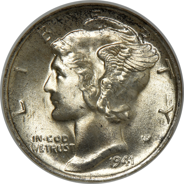 Short set of Mercury dimes certified by NGC, all MS-66 FB except 1945 and 1945 micro S