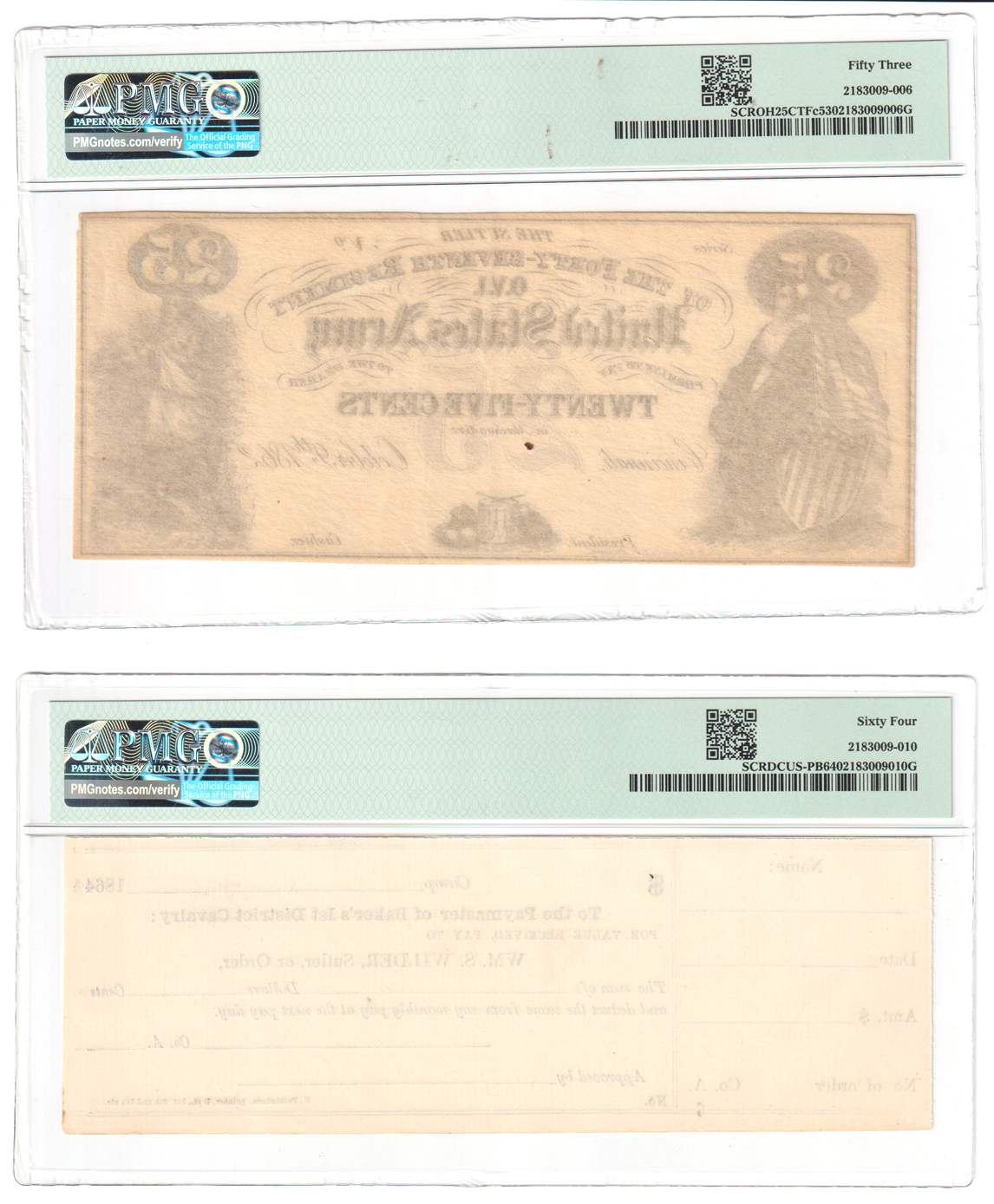 Sutler Scrip - Five pieces certified by PMG