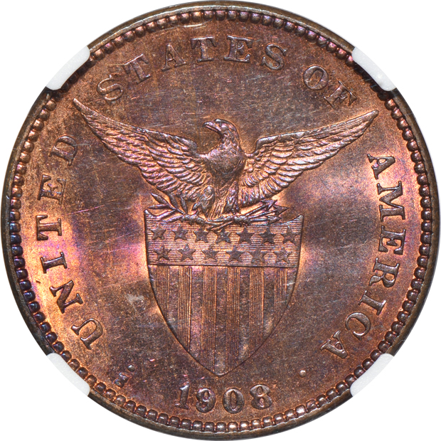 1908/1908-S/S/S centavo Allen-2.06b NGC MS-64 BN
