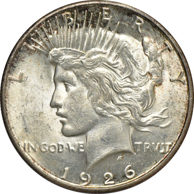 1921 Peace, High Relief, and a 1926-S, both Select UNC
