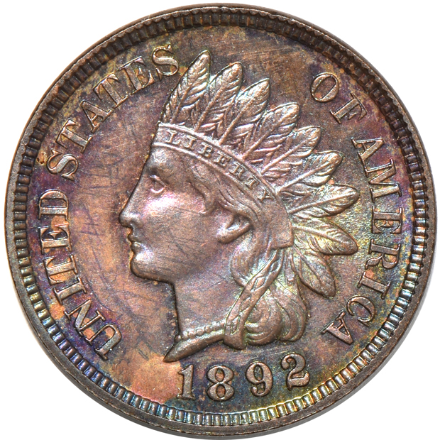 Collection of 56 different cents in a Library of Coins album