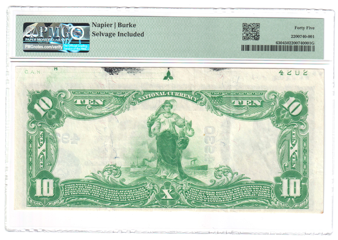 1902 $10 Blue Seal - Normal, IL Charter #4930 - PMG XF-45/selvage included