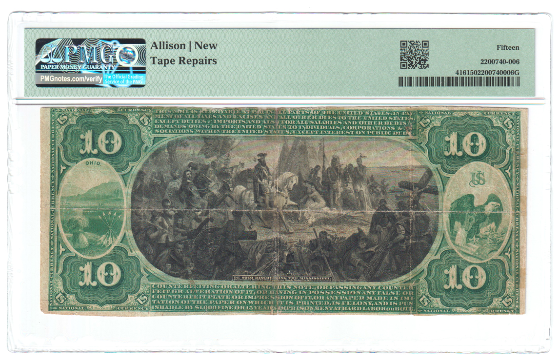 1875 $10 - Youngstown, OH Charter #3 - PMG F-15/tape repairs