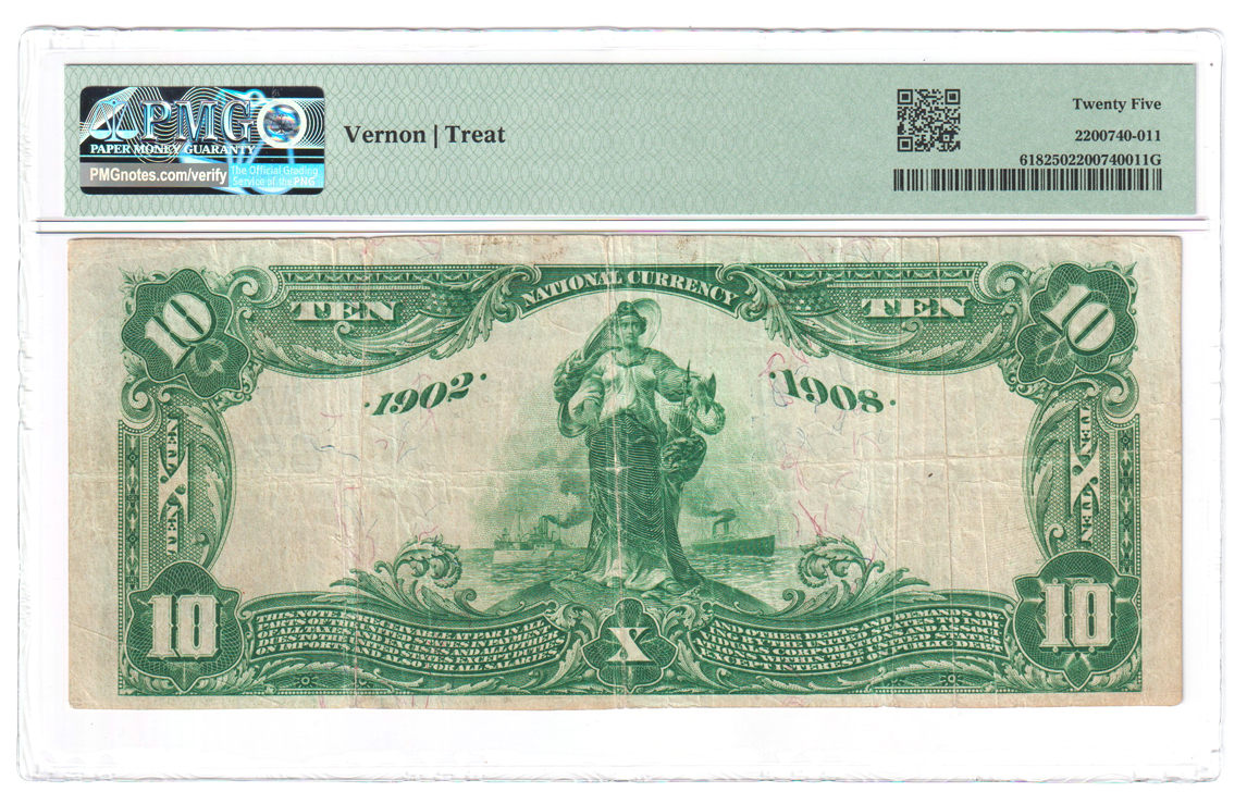 1902 $10 Blue Seal Date Back - St. Francisville, IL Charter #8846 - PMG VF-25